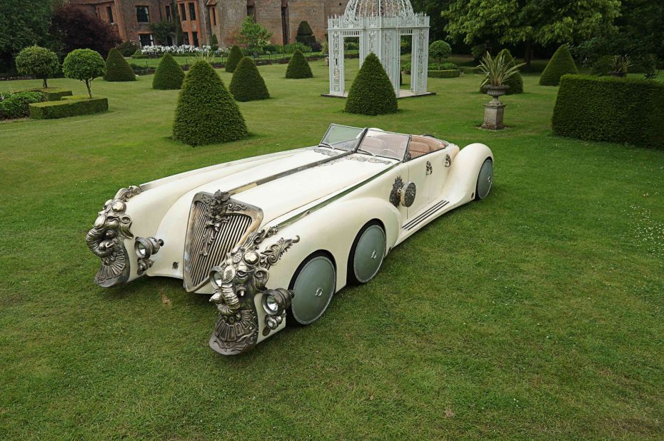This unique six-wheeled Nautilus car was driven by Captain Nemo (Naseeruddin Shah) in the 2003 action movie "The League of Extraordinary Gentlemen." Conceived by production designer and art director Carol Spier, it was one of only two ever made. The car sold for $49,000 at Coys Blenheim Palace auction in July 2015. 