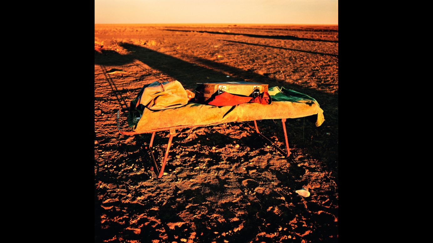 A camp bed and a stockman's belongings in Rockhampton Downs, Northern Territory, are lit up in golden sunlight. "It is often blistering hot, terribly dusty and distances are huge. On the other hand, sleeping in a swag with the star packed sky of the southern hemisphere above you makes up for all of that," Ludwigson said.