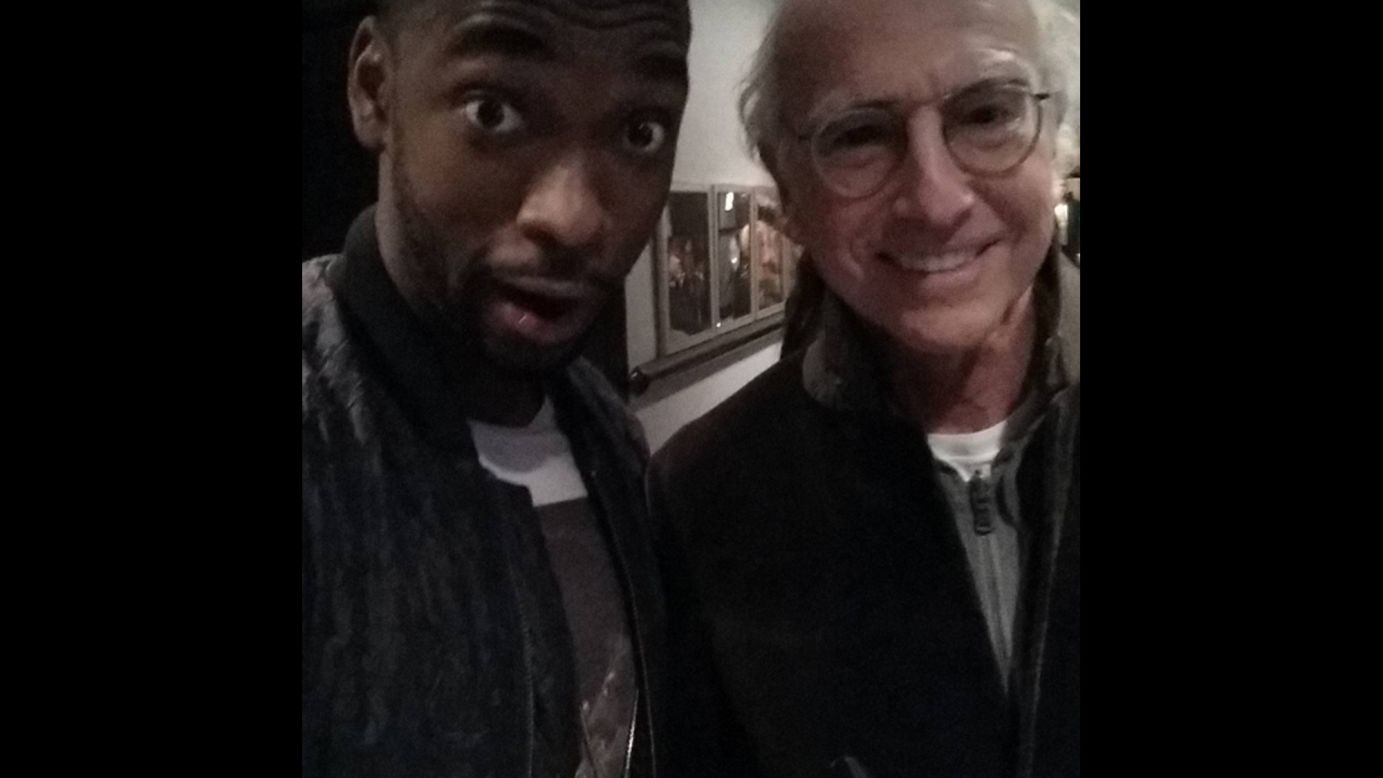 Comedian Jay Pharoah, left, <a href="https://www.instagram.com/p/91ES18Q9fN/" target="_blank" target="_blank">posted a selfie</a> with "the legend Larry David" on Sunday, November 8. David made another appearance on "Saturday Night Live" as U.S. Sen. Bernie Sanders.