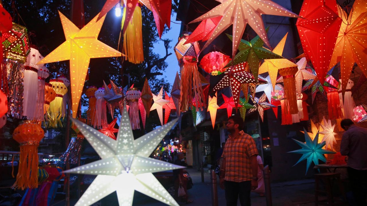 Lanterns are on display in Mumbai on November 10.