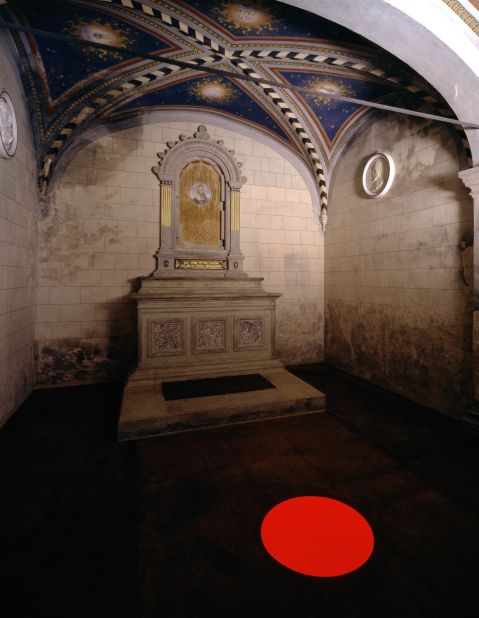 British-Indian artist Anish Kapoor created "Aima" for the winery in 2004. The installation is located in the winery's chapel, and features a "glowing red cavity" on the floor, illuminating the space in a warm light that is<a href="http://hyperallergic.com/92920/castello-di-ama-contemporary-masters-in-the-tuscan-countryside/" target="_blank" target="_blank"> said to</a> resemble the "glow of a communal fire." 