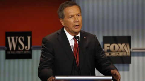 "I want everybody here to know, when I was Budget Committee chairman in Washington, I stepped on every toe in that town, and we got to a balanced budget and we had enormous job growth," Kasich said. "And as governor of Ohio, we went from 350,000 lost jobs to a gain of 347,000 jobs."