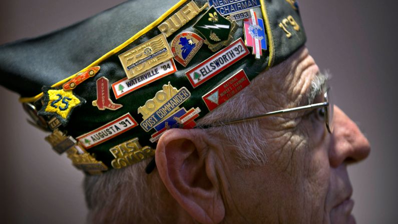 Army veteran Howard Morang attends a Veterans Day ceremony at the Maine Veterans' Home in Augusta, Maine.