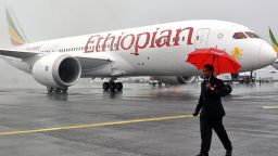 A Boeing 787 Dreamliner is hosed down on arrival in Addis Ababa on August 17, 2012. Ethiopian Airlines received Africa's first Boeing 787 Dreamliner on Friday, making Ethiopia the only country aside from Japan to operate the innovative aircraft. "As a continent this shows how much we are making progress as Africans... competing on the global stage and changing our image," Ethiopian Airline CEO Tewolde Gebremariam told reporters  AFP PHOTO/JENNY VAUGHAN.        (Photo credit should read JENNY VAUGHAN/AFP/GettyImages)