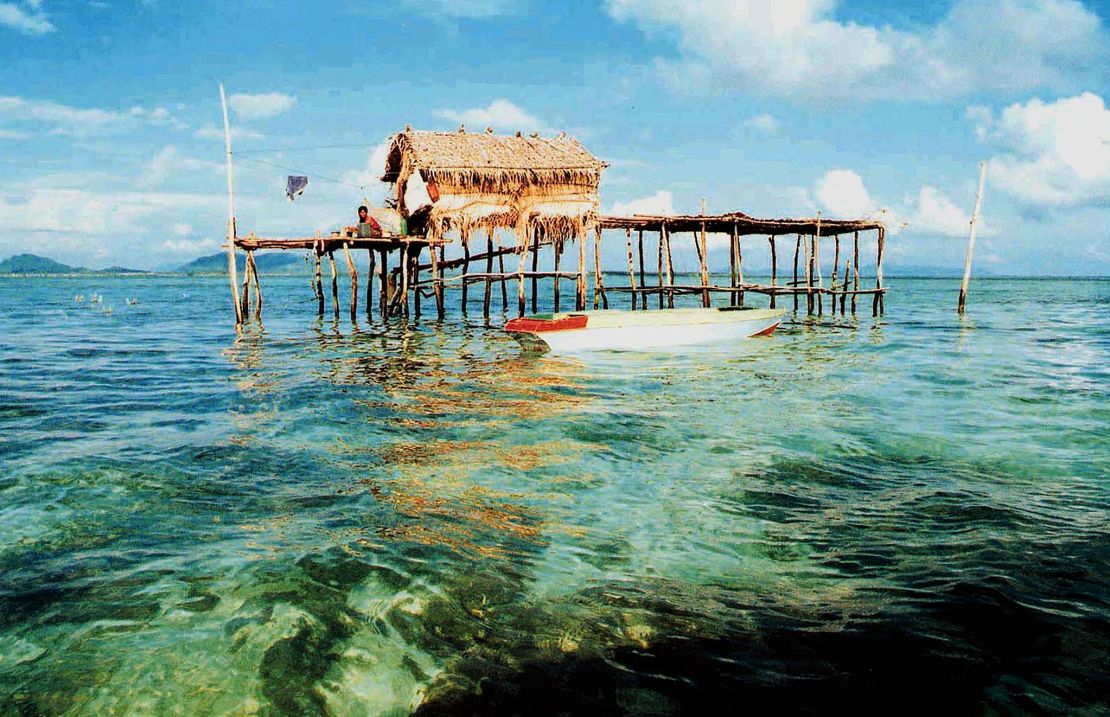 One of Sipadan's many sea-huts is seen in the waters near Sipadan Island.