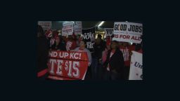 Protesters have been marching in Kansas City, MO since Tuesday, November 10, 2015 to protest low wages for certain workers.
