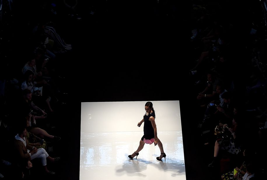 A model is hitting the runway in designer Cassey Gan's clothing here during the 2015 Kuala Lumpur Fashion Week. 