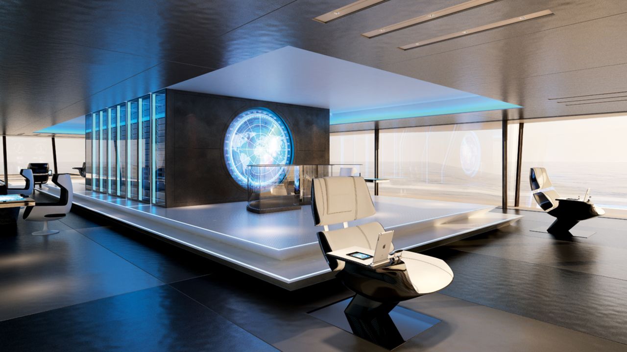 Symmetry still offers classic decadence -- such as a glass-bottomed pool, private spa and sky lounge -- along with more functional home areas like an office, library and home cinema.<br />"We tried to ensure it will be as pleasant a stay as possible," Sinot says. "We know that yachts are moving to a larger scale and people are now using them in a different manner. <br />"Before, yachts were mainly used as icons to show off wealth, but now they have become more like estates and used more as a house for the owner."