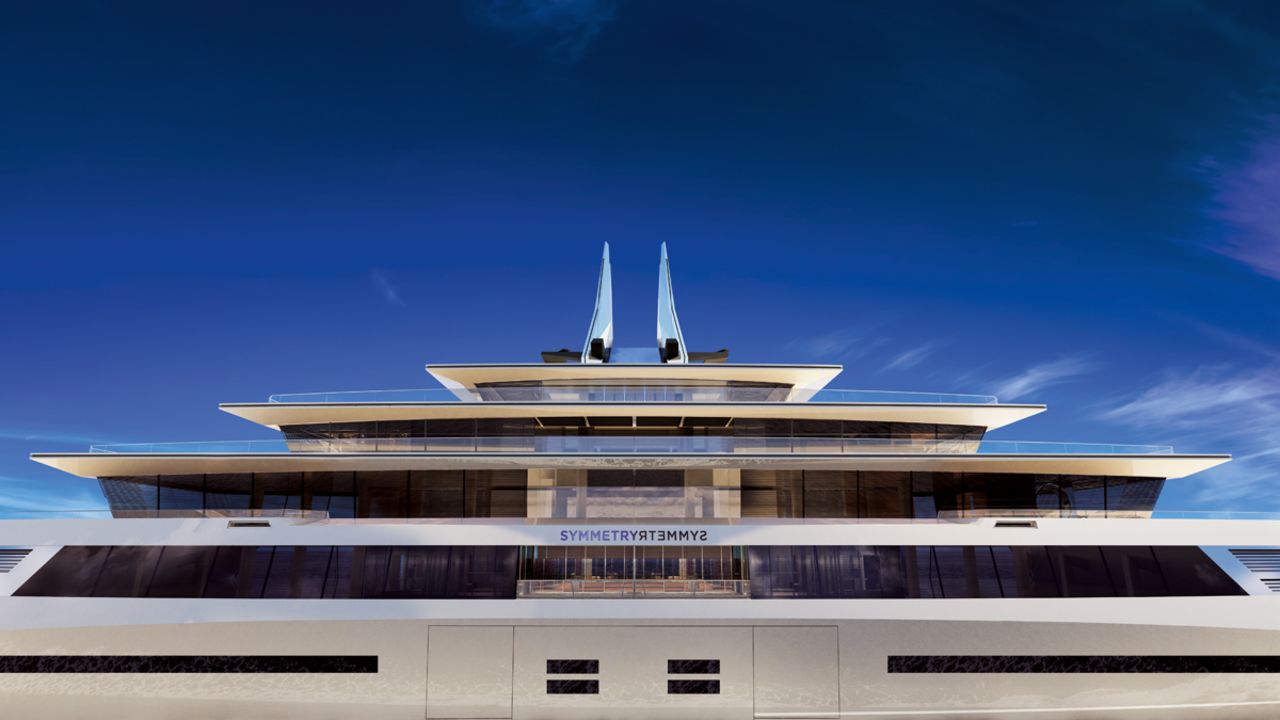 As its name suggests, the superyacht's design adds a new dimension to the term "mobile home."<br />"The yacht's layout is created by symmetrically building up from the center, instead of using the traditional linear setup," Sinot explains. "The symmetrical shape of the hull allows for a bidirectional course at sea, tight maneuvers and pivoting."