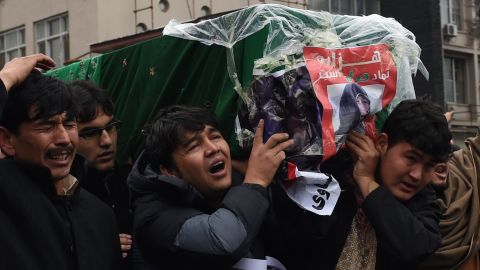Protesters in November march with coffins of  decapitated Hazaras in Kabul.