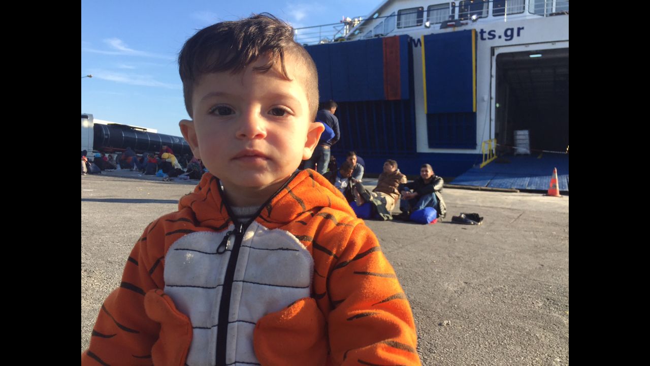Ali is 15 months old. He's also waiting to get on a boat to Athens. His hometown of Jarablus in northern Syria is an ISIS stronghold. His uncle, who he never got to meet, was one of the first five people beheaded for attempting to resist ISIS in Jarablus.