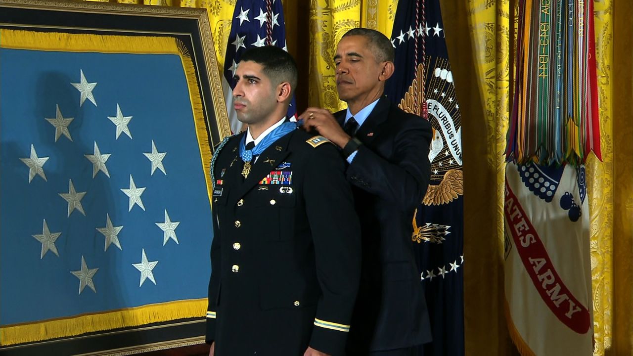 Army Capt. Florent A. Groberg receives the Medal of Honor from President Barack Obama during a White House ceremony on November 12 for his actions in Afghanistan. Groberg was born in France, lived in Spain and later moved with his family to the United States, where he became a naturalized U.S. citizen in 2001. Groberg <a href="http://www.army.mil/article/156956/Groberg_to_receive_Medal_of_Honor_for_actions_in_Afghanistan/" target="_blank" target="_blank">saved</a> lives when he tackled a suicide bomber in August 2012.