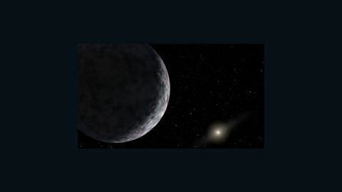 This artist's image of "dwarf planet" V774104 is the most distant object discovered in the solar system so far