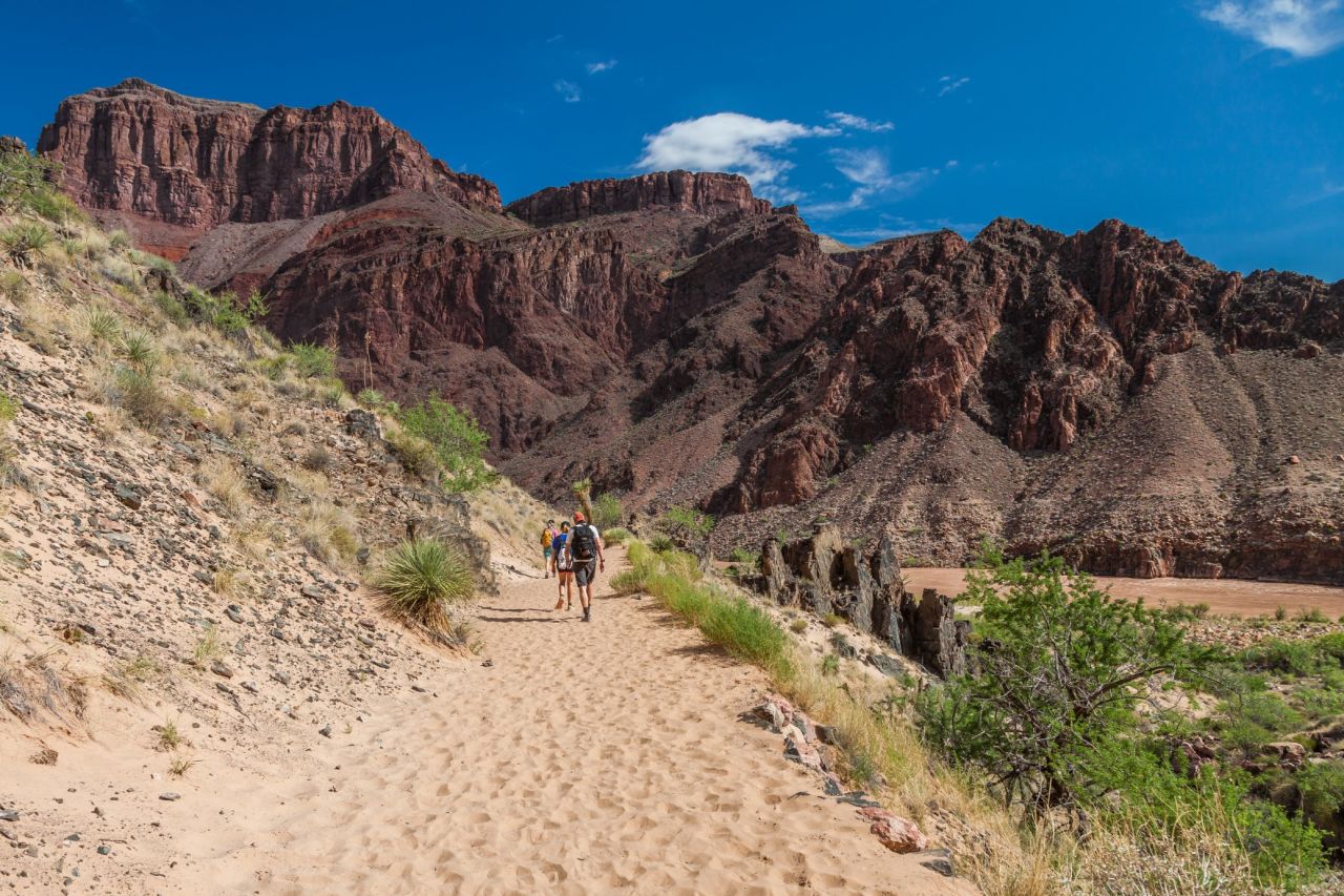 The Bright Angel Trail is one of the most popular trails in the Grand Canyon. In summer, water is available at rest stops along the trail to the Colorado River. In winter, water is found at Indian Garden Campground -- halfway between the rim and river.<br />