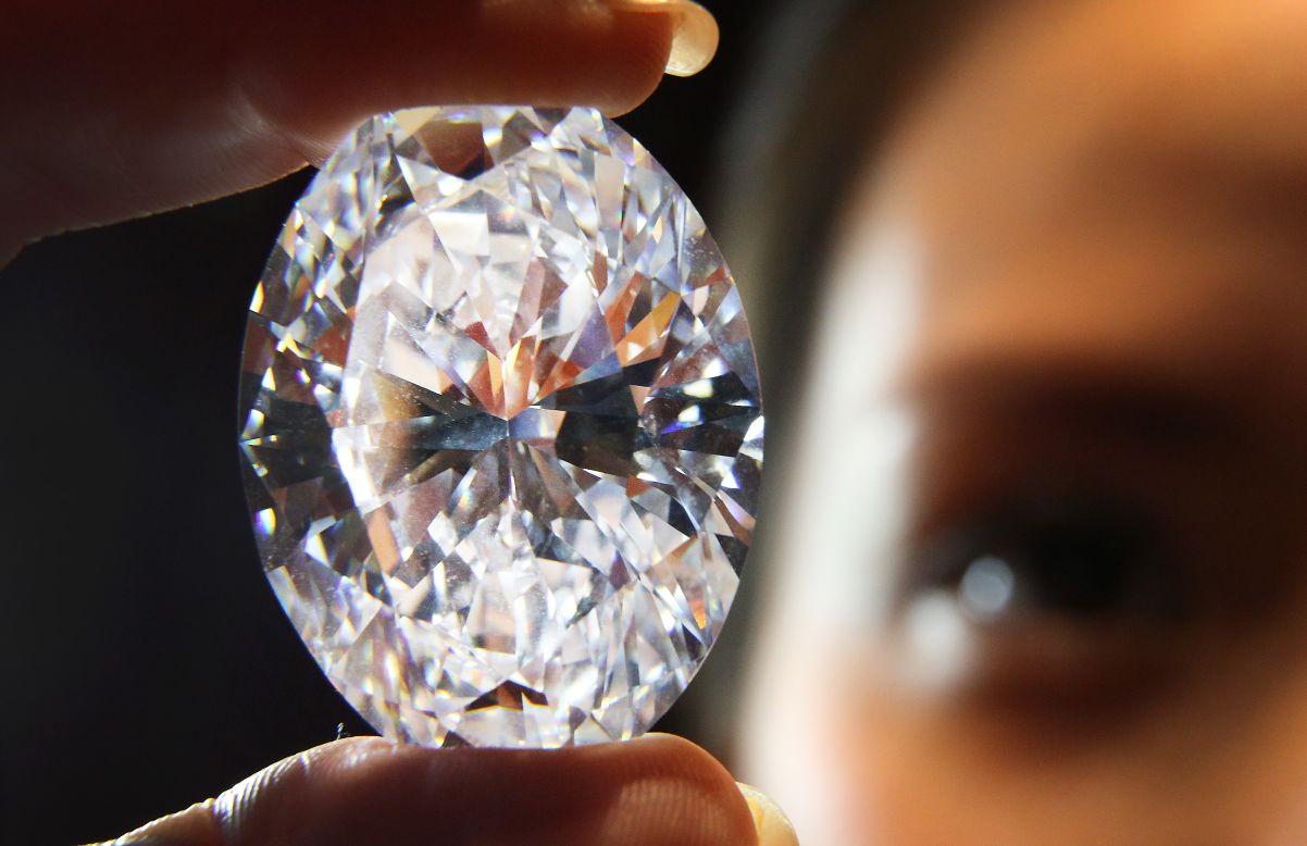 This 118.28 oval white diamond became the largest sold at auction when it went for $30.6 million at a Sotheby's auction in 2013.