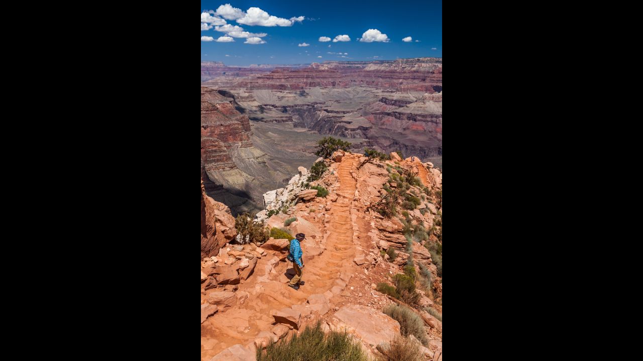 South Kaibab is accessible only via shuttle bus from the visitor center, Canyon Village or Backcountry Information Office. There's no water available between the rim and the river, so hikers need to carry plenty of water on this desert hike.  