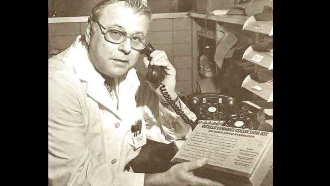 Louis Vitullo appears with the rape kit that bears his name in the January 1979 edition of the Chicago Police Star. 