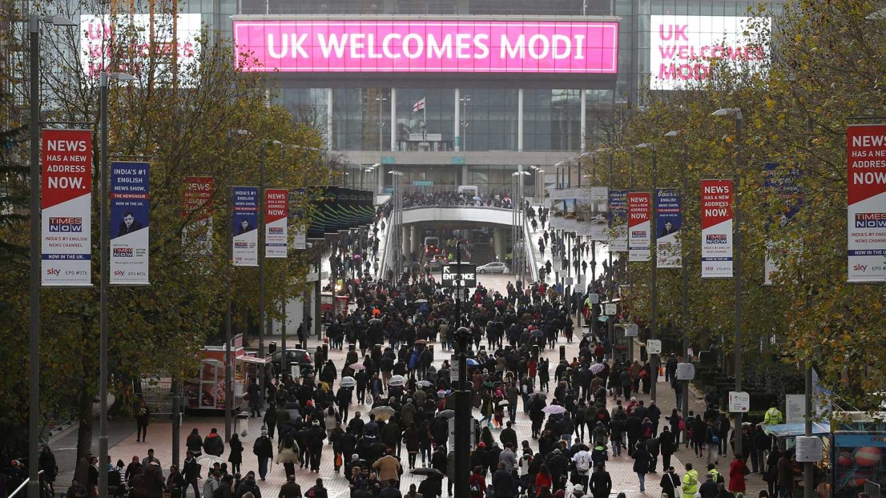 Modi addressed a packed-out Wembley Stadium in 2015.