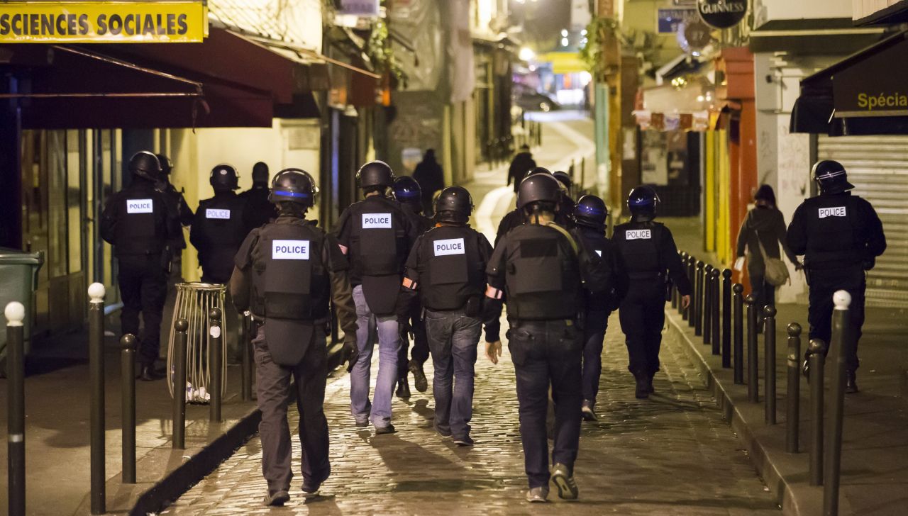 Police officers patrol Paris' Saint-German neighborhood on November 14. 