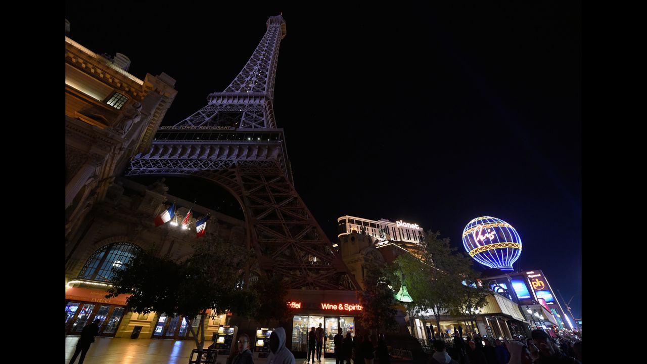The Eiffel Tower replica at Paris Las Vegas was dimmed over the weekend.