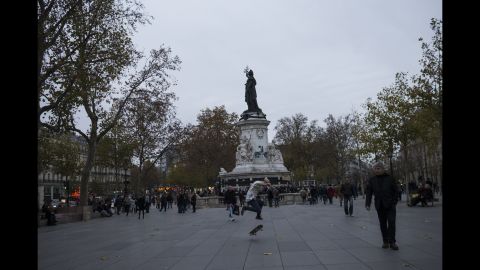 People gather on November 14 at the Place de la Republique square.