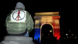 The Washington Square Park arch is lit with the French national colors in solidarity with the citizens of France on November 14, 2015 in New York, a day after the Paris terrorist attacks. Islamic State jihadists claimed a series of coordinated attacks by gunmen and suicide bombers in Paris on November 13 that killed at least 129 people in scenes of carnage at a concert hall, restaurants and the national stadium. AFP PHOTO/JEWEL SAMADJEWEL SAMAD/AFP/Getty Images