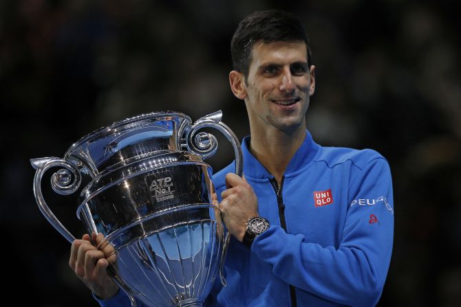 Djokovic ran out 6-1 6-1 victor with the result result ensuring he would end the year as World No 1. He received a trophy to mark the achievement on court after the match. 