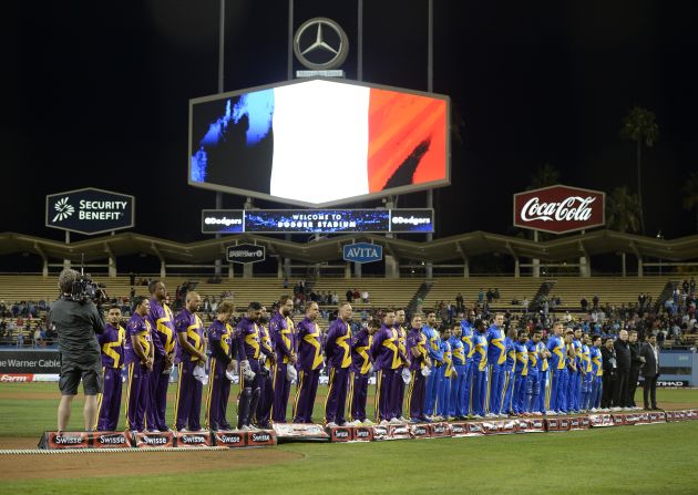 In Los Angeles, players taking part in the US tour of Cricket All-Stars Series featuring legends of the game Shane Warne Sachin Tendulkar bowed their heads at Dodger Stadium.