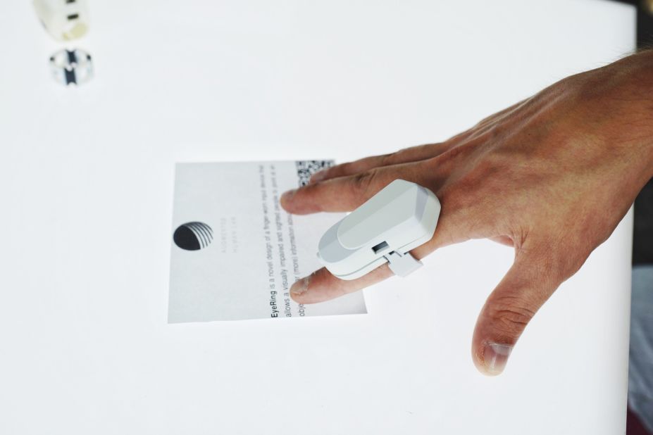 The "FingerReader" reads text aloud as the user traces words with their finger. Its creators have been working with production companies in China. "The plan is to make small volume manufacturing and give it to a few blind communities to see how this would perform in their lives," says Suranga Nanayakkara of the Augmented Human Lab in Singapore.