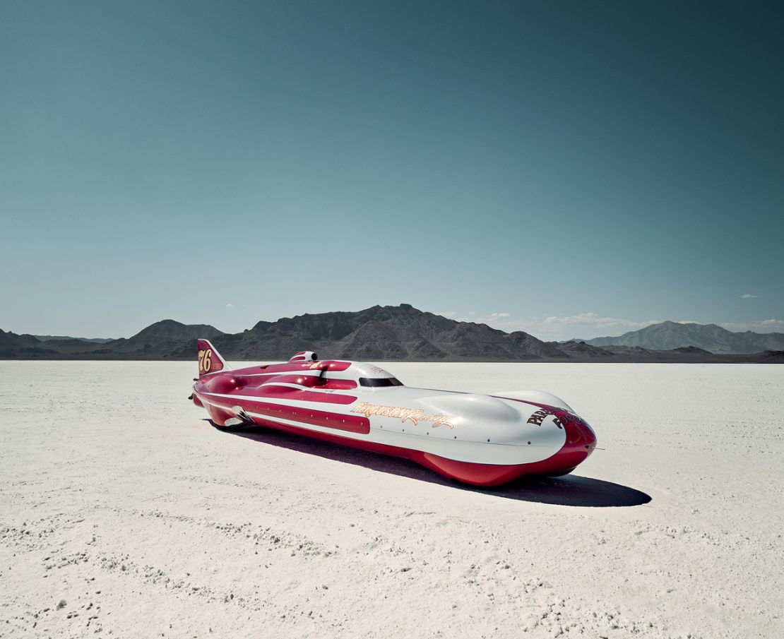 Snow-like salt beneath this streamliner