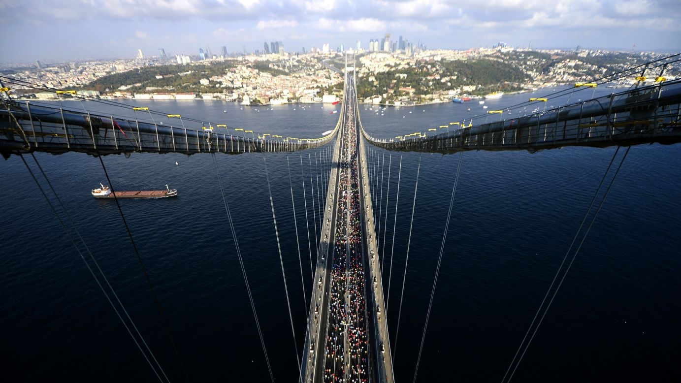 Runners are seen on the Bosphorus Bridge as they take part in the 37th Istanbul Marathon on Sunday, November 15. <a href="http://www.cnn.com/2015/11/10/sport/gallery/what-a-shot-sports-1110/index.html" target="_blank">See 37 amazing sports photos from last week</a>