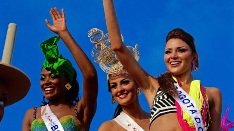 November 11, 2015. Cartagena, Colombia, celebrates its independence from Spain each November 11 with a large parade and coronation of Miss Colombia. 