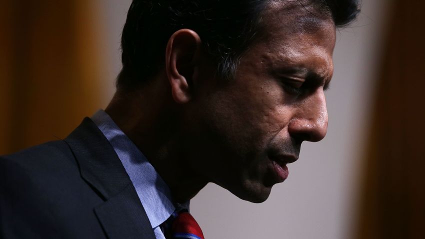 Louisiana Governor Bobby Jindal leads a prayer for victims of the Charleston shooting during the "Road to Majority" conference June 19, 2015 in Washington, D.C.