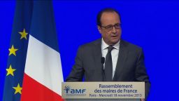 Francois Hollande speaking on November 18.
