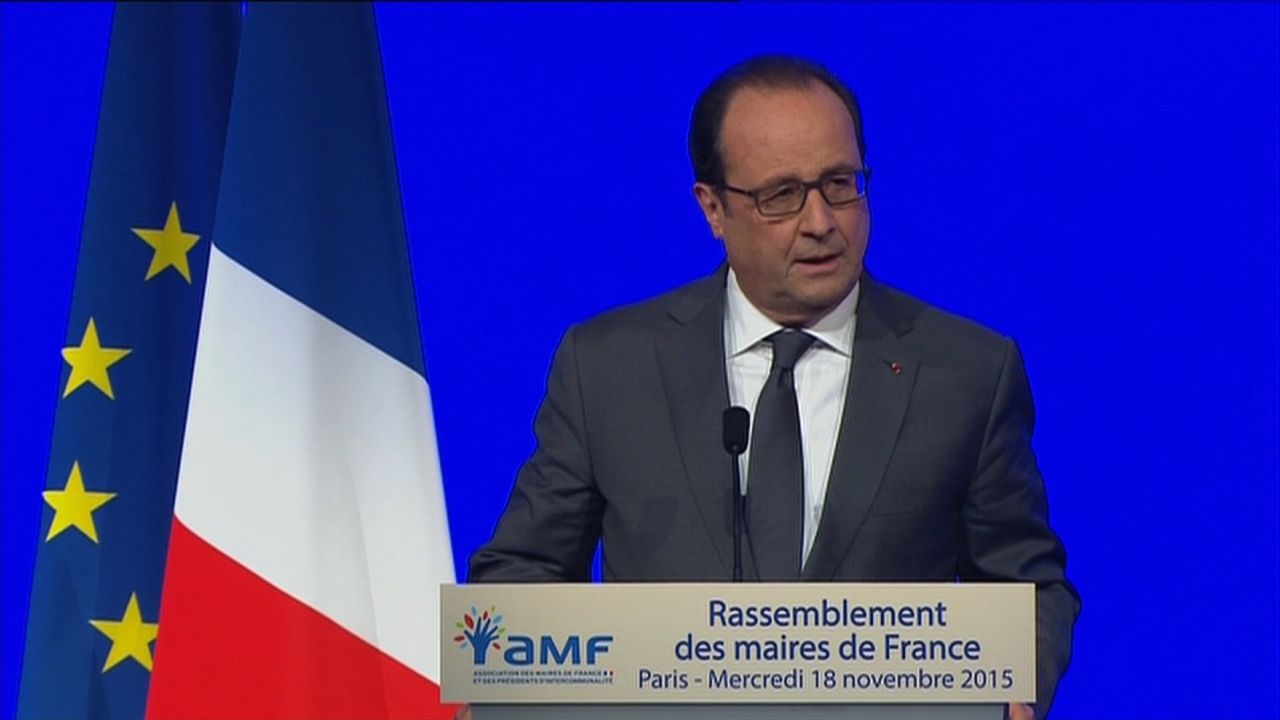 French President Francois Hollande speaking on November 18.