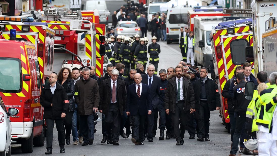 French Interior Minister Bernard Cazeneuve visits Saint-Denis during the raid on November 18.