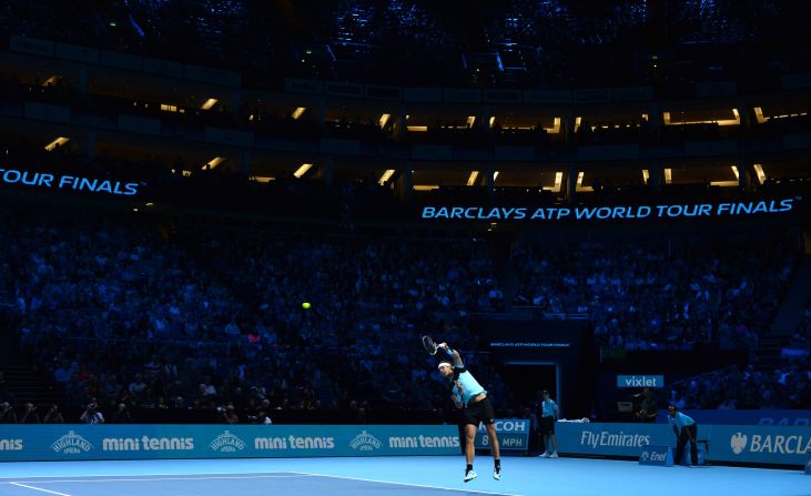 A large crowd at the O2 Arena took in the affair. Nadal will be playing in front of the fans again on Friday against pal David Ferrer knowing he has already made the semifinals.  