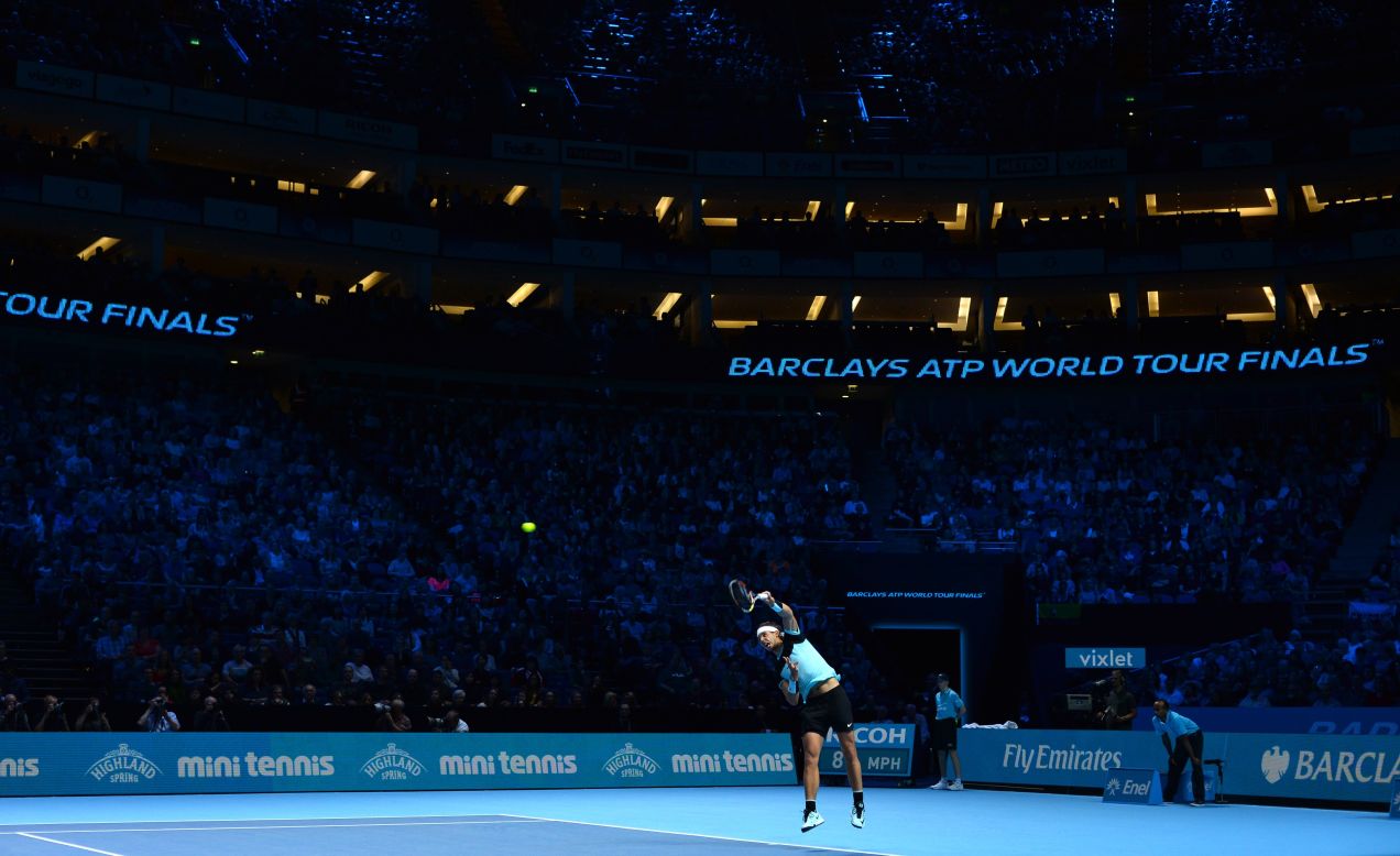 A large crowd at the O2 Arena took in the affair. Nadal will be playing in front of the fans again on Friday against pal David Ferrer knowing he has already made the semifinals.  