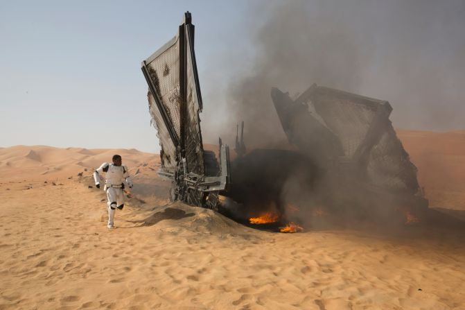 Actor John Boyega's character starts out as a Stormtrooper, appears to have some kind of epiphany and then embraces the ways of the Force by fighting Kylo Ren in the bushes using Luke Skywalker's lightsaber. But not everything is as it seems, Yoda once said. Except he didn't. Which proves our point. What's the deal, Finn?