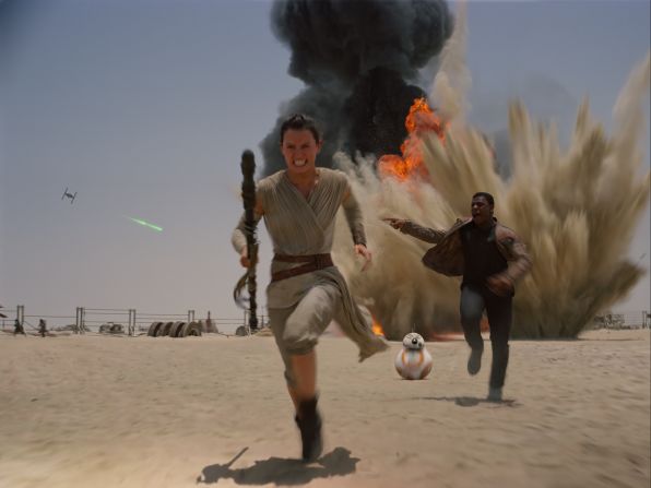 Lee and Denton recalled how one of the BB-8s met its end in Abu Dhabi. Pulled along by a winch and traveling at high speed, the droid flipped and careered forward. By the time it came to a standstill "there was shocked silence on the set. It was as if someone had been hurt," said Lee. "The crew didn't know where to look."