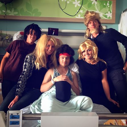 Hobday was also determined to smile as much as he could through his treatment, making light of hair loss by donning a wig and posting other uplifting updates on Instagram.