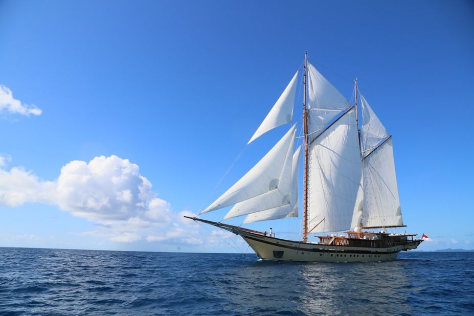 Yours for $169,000 per week, this beauty was designed to look like Indonesia's indigenous phinisi vessels. But the 65-meter Lamima doesn't lack modern technology as it sails the remote Raja Ampat Islands off the coast of Papua New Guinea. 