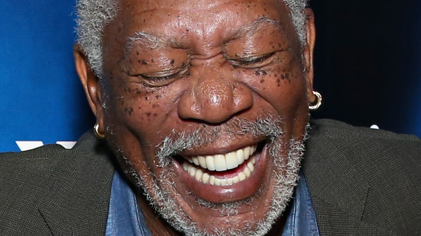 Actor Morgan Freeman laughs Thursday, April 30, as he takes part in a radio event hosted by SiriusXM in New York.