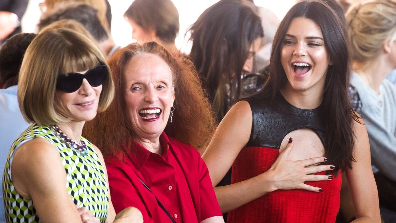 Model Kendall Jenner, right, attends a Calvin Klein fashion show in New York with Vogue editor-in-chief Anna Wintour, left, and Vogue creative director Grace Coddington on Thursday, September 17.