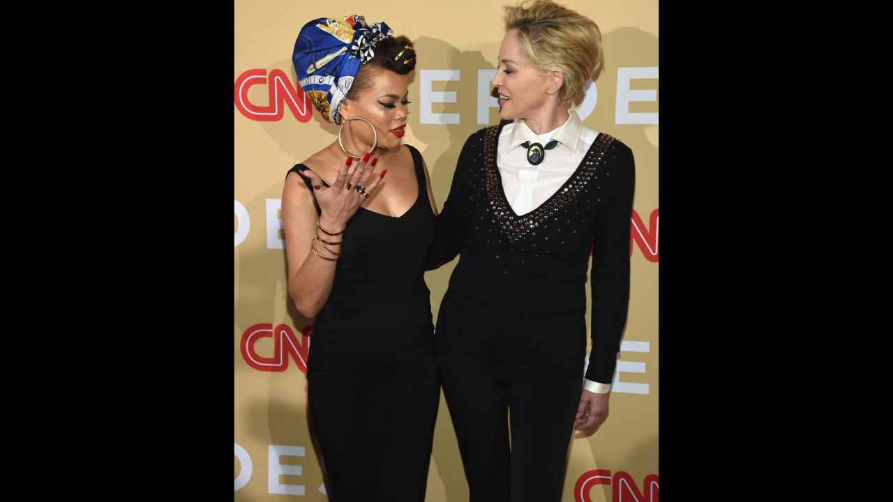 Singer Andra Day, left, and actress Sharon Stone meet on the red carpet. Day performed her inspiring anthem "Rise Up" during the show. Since 2007, CNN's Peabody Award-winning, Emmy-nominated franchise has profiled more than 250 Heroes and received more than 50,000 nominations from more than 100 countries. 