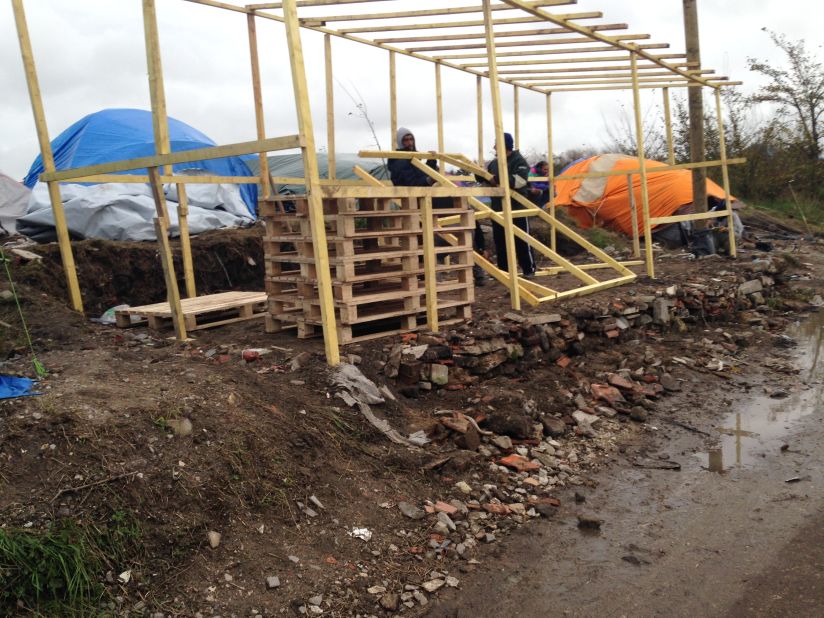 Construction seems to be going on everywhere: new arrivals to the camp are erecting shelters. All look unlikely to survive a fierce storm.