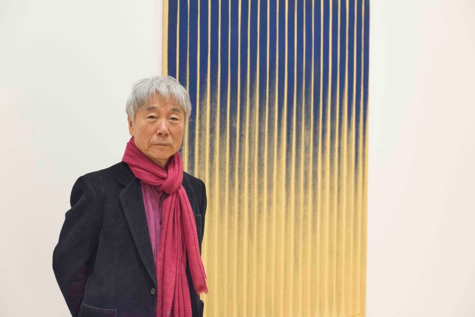 Lee Ufan stands next to a painting from the series "From Wind" at his recent show at London's Pace Gallery. Discover the artist's "Tansaekhwa" works, made in South Korea during the 1970s and early 80s -- a period of domestic political strife -- which the artist says express something "devoid of being."