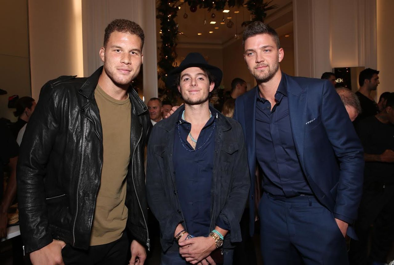 Matthew Chevallard, creator of Del Toro shoes, counts over 100 NBA players as clients. Here he is flanked by Blake Griffin (left) and Chandler Parsons (right).