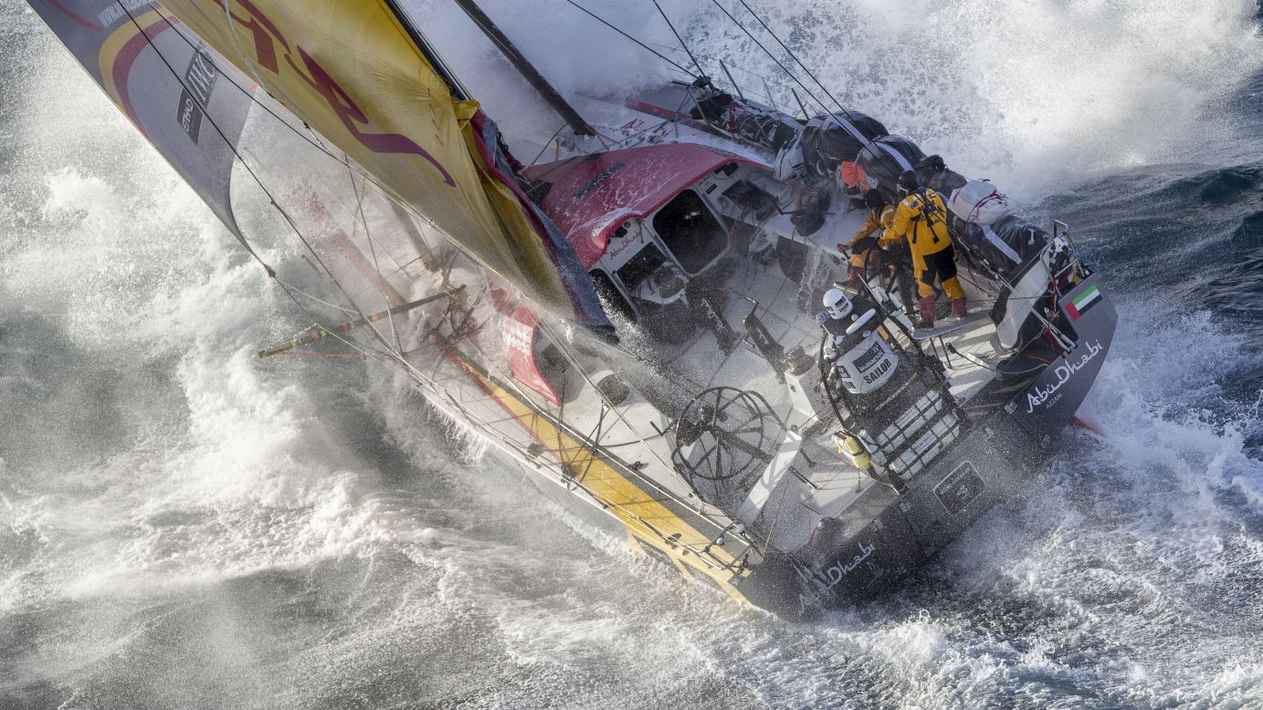 The Abu Dhabi Ocean Racing team copes with rough waters as it passes East Cape, the easternmost point of New Zealand, during the fifth stage of the Volvo Ocean Race on Wednesday, March 18. The Abu Dhabi team ended up winning the ocean marathon, which visited 11 ports in 11 countries over nine months.
