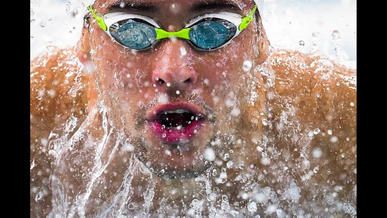 South African swimmer Chad Le Clos swims the 100-meter butterfly, which he won Sunday, August 16, at the World Cup event in Chartres, France. 